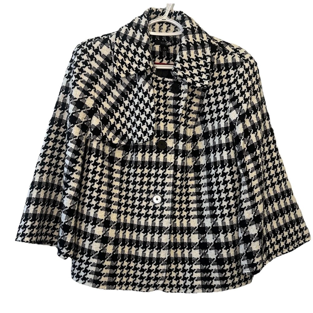 East 5th Black White Houndstooth Cropped Jacket Womens Large Lined